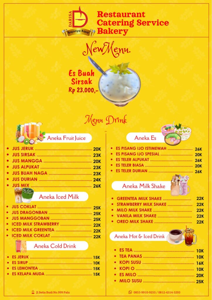 menu rumah makan darisa palu
